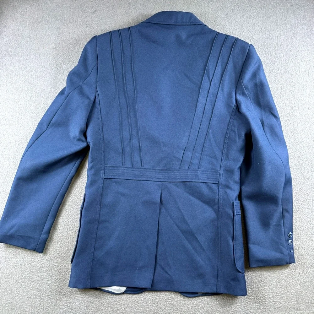Vintage Blazer Men 40 Blue Norfolk Back Belted Pleated Disco 70s Preppy Retro